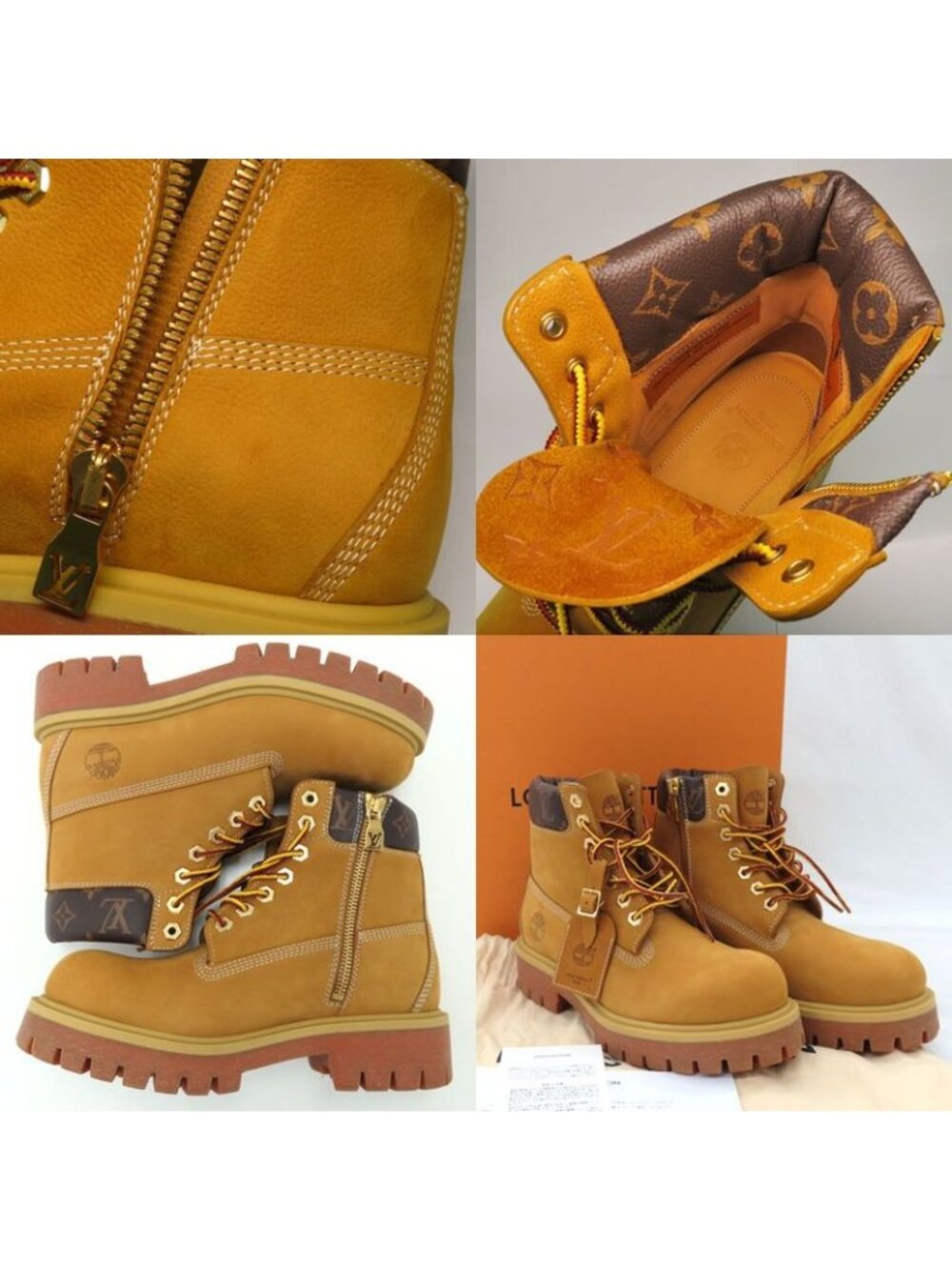 Louis Vuitton Timberland Ankle Boots 1 Ad750 9.5 Monogram Beige Nubuck - Picture 10 of 10